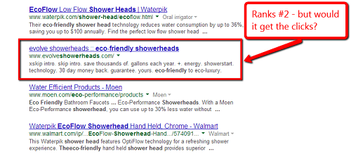A bad meta description in the Google search results