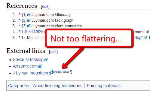 Example of Spam Link on Wikipedia