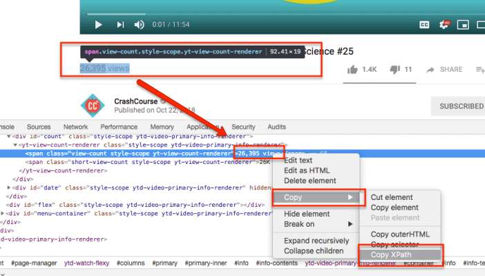 YouTube Xpath
