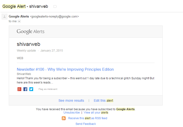Google Alerts Email