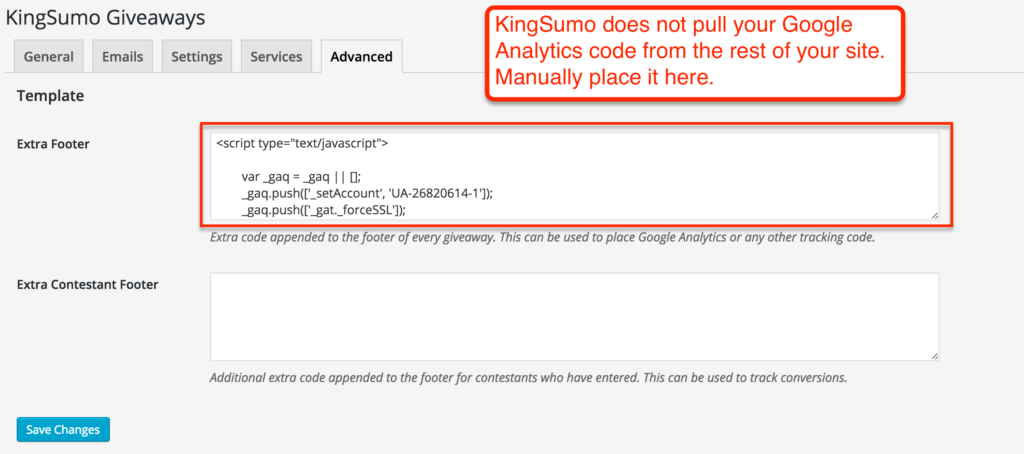 KingSumo Google Analytics Code