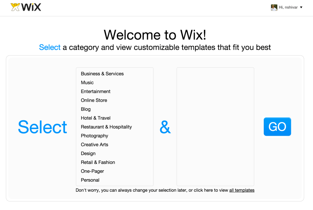 Wix Guided Design Selection