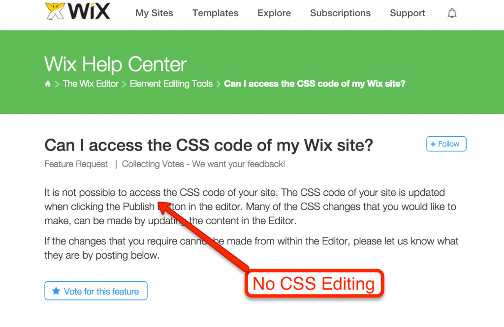 Wix No CSS Editing
