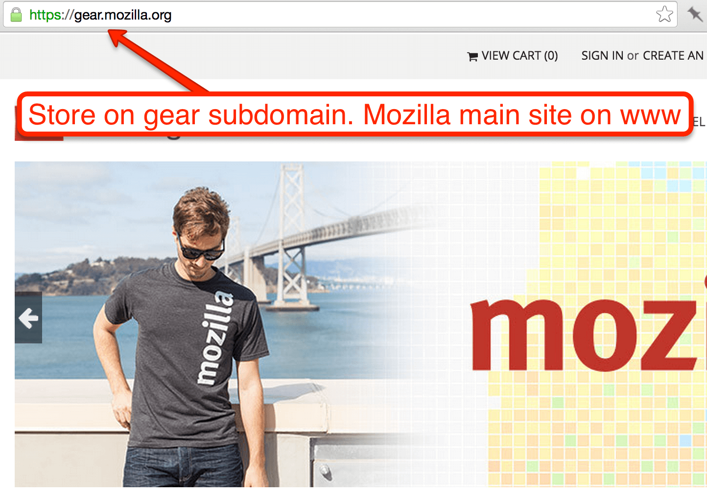 Mozilla uses the gear.mozilla.org for their Shopify Plus powered store
