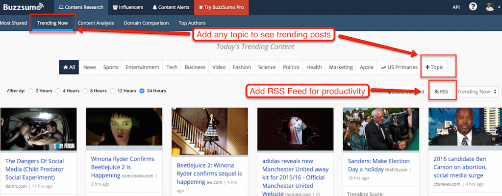 BuzzSumo Trending