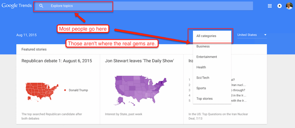 Google Trends Homepage