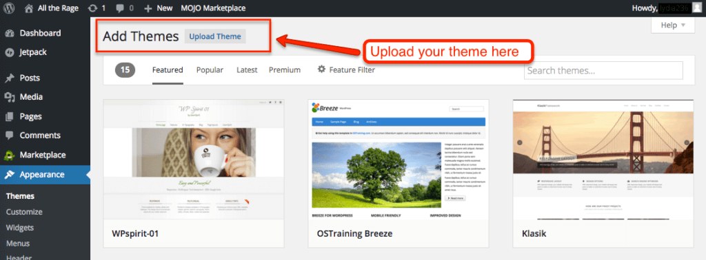 Upload a Theme in WordPress