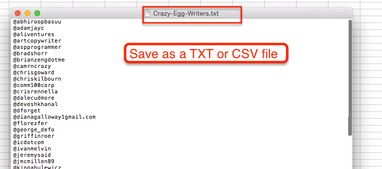 Save as TXT or CSV File
