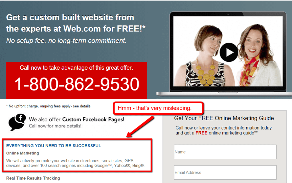 Web.com Misleading Marketing