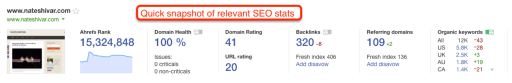 Ahrefs Dashboard