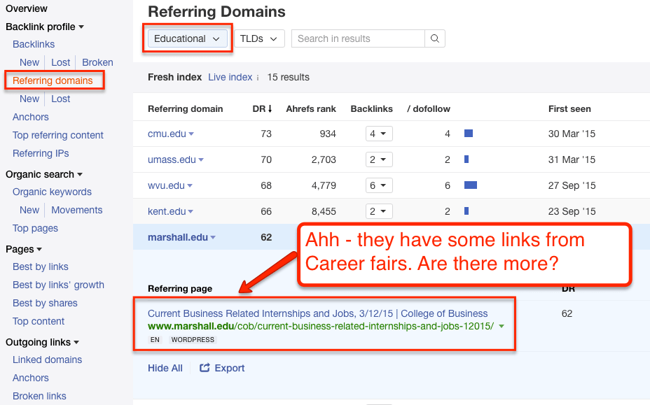 Ahrefs Site Explorer Link Types