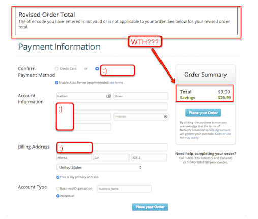 Network Solutions Payment