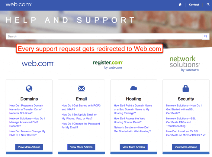 Network Solutions Support at Web