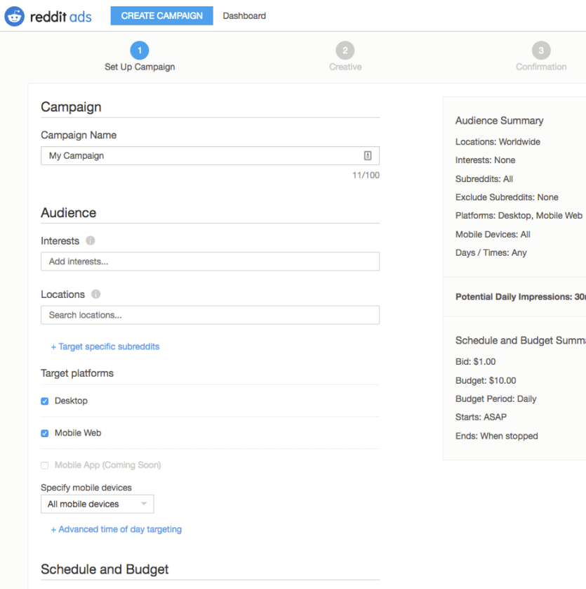 Reddit Ad Setup