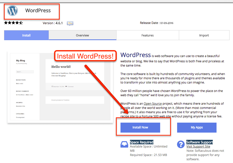 Start WordPress Setup & Install