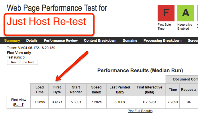 Just Host Speed Re-test