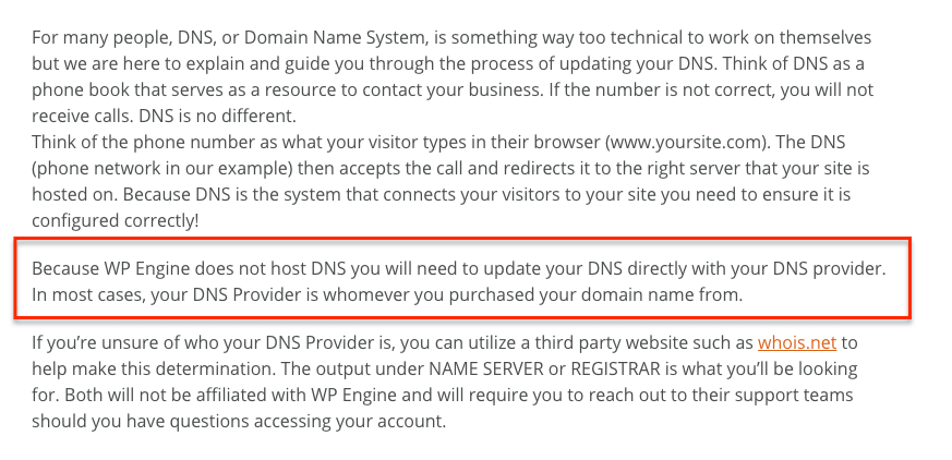 WP Engine DNS Update