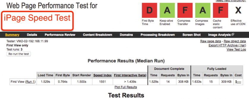 iPage Speed Test