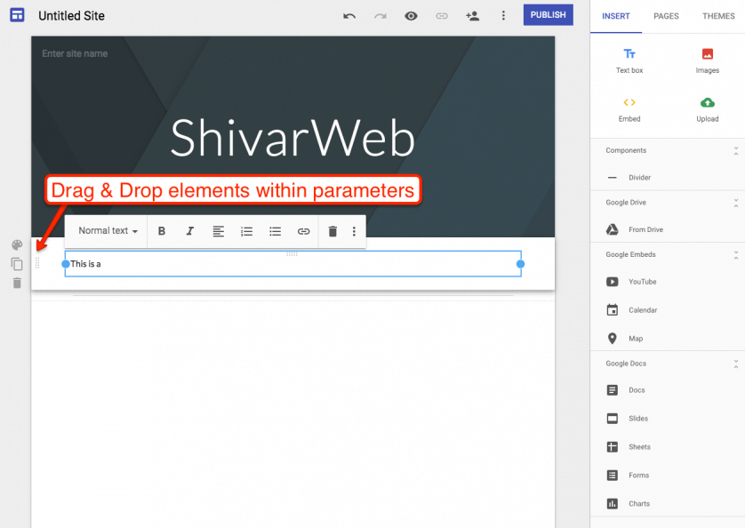 Google Sites Drag & Drop