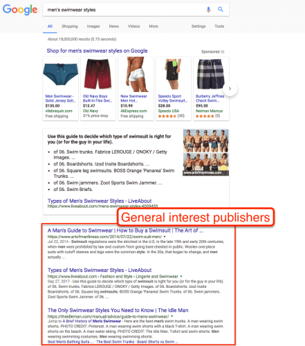 Swimwear SERP Example