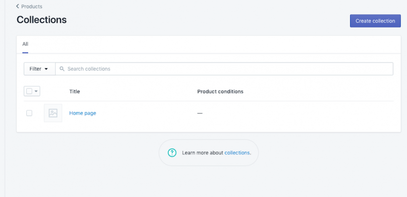 Shopify Create Collections