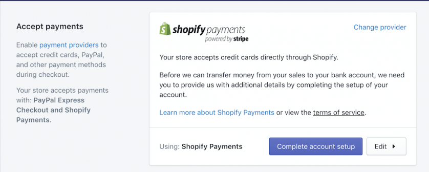 Shopify Payment Setup