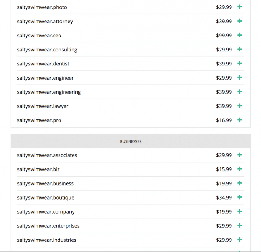 Hover TLDs categorized