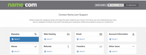 Name.com Support Area