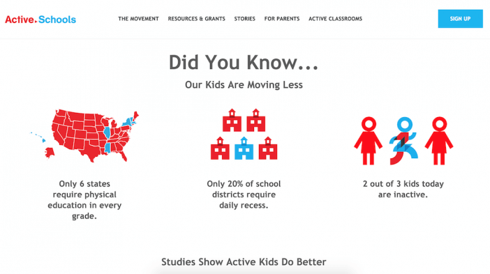 Active Schools squarespace website example