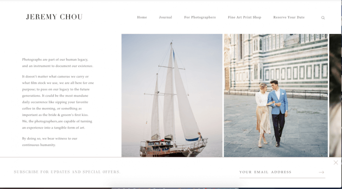 Jeremy Chou photography website example