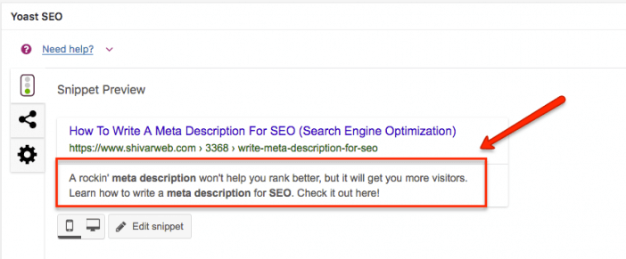 Editing Meta Description in Yoast SEO