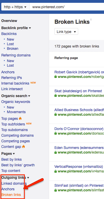 Pinterest Broken Links