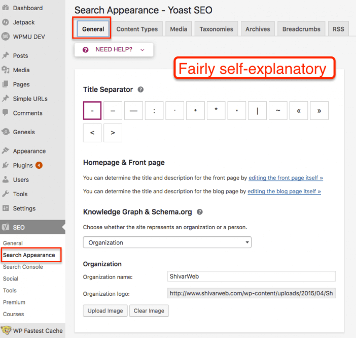 Yoast Search Appearance General