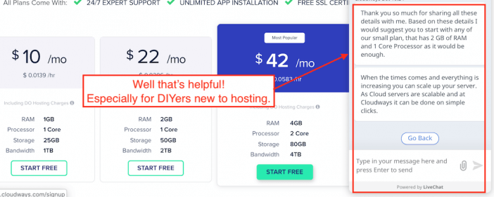 Cloudways Pricing Suggestions