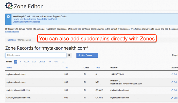 Adding Subdomain