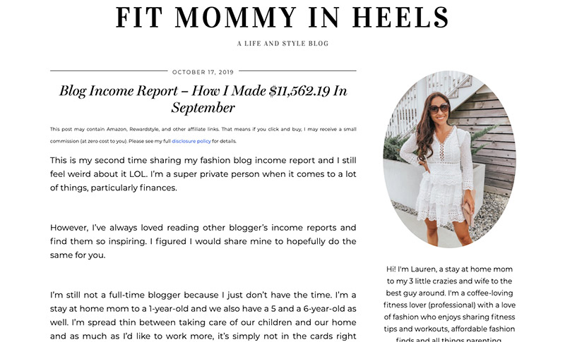 Sponsored Post Example - Fit Mommy in Heels