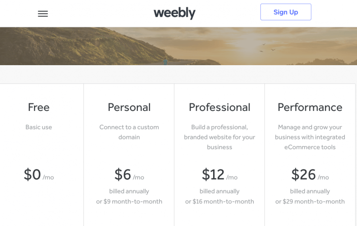 Weebly Plans 