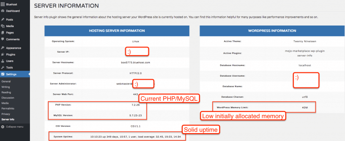 Bluehost Server Stats