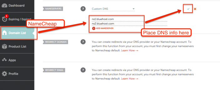 WordPress Setup Namecheap DNS