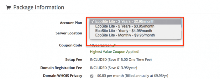 GreenGeeks Monthly Pricing