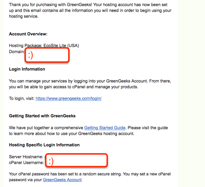 GreenGeeks New Account Info