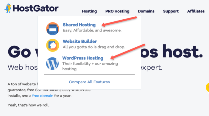 HostGator Web vs WordPress