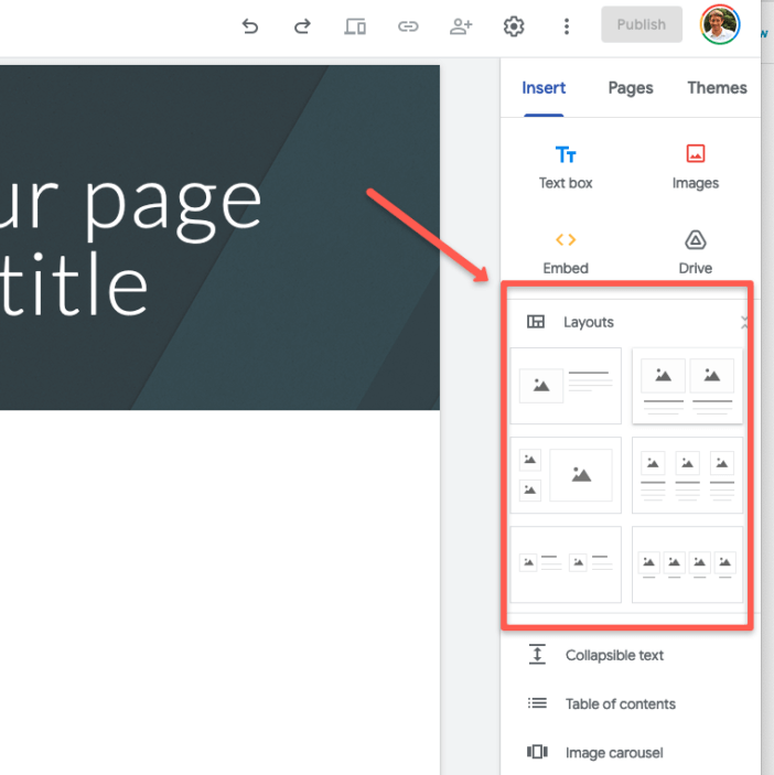 Google Sites Layout