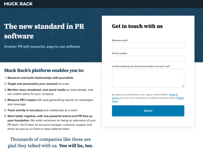 Muck Rack Landing Page