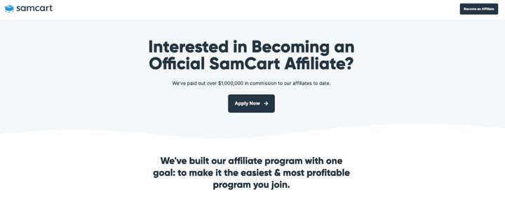 SamCart Affiliates screenshot