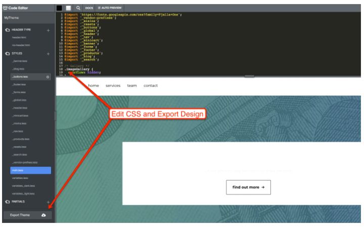 screenshot of weebly code editor tool