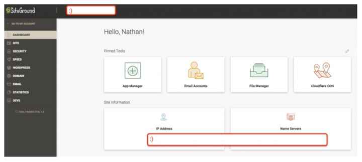Screenshot of SiteGround Dashboard