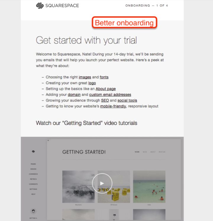 screenshot of squarespace onboarding